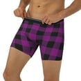 thumbnail image 3 of Xecao Purple Black Plaid Print Boxer Briefs for Men's Stretch Moisture-Wicking Underwear, Mid-Rise Classics breathable fabric, 3 of 7