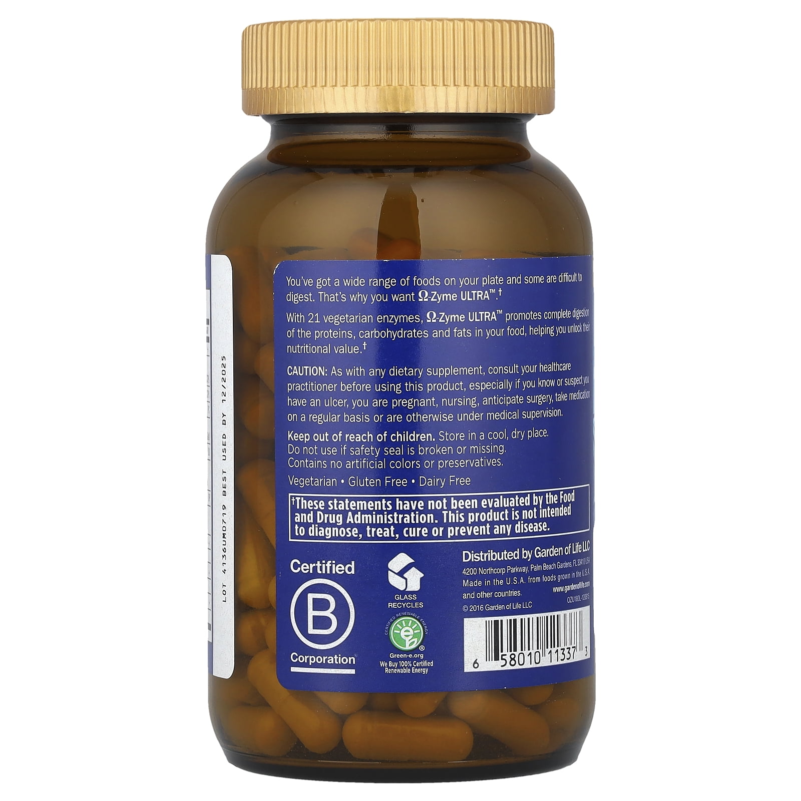 Garden of Life - Omega Zyme Ultra Digestive Enzyme Blend - 180 Vegetarian Capsules