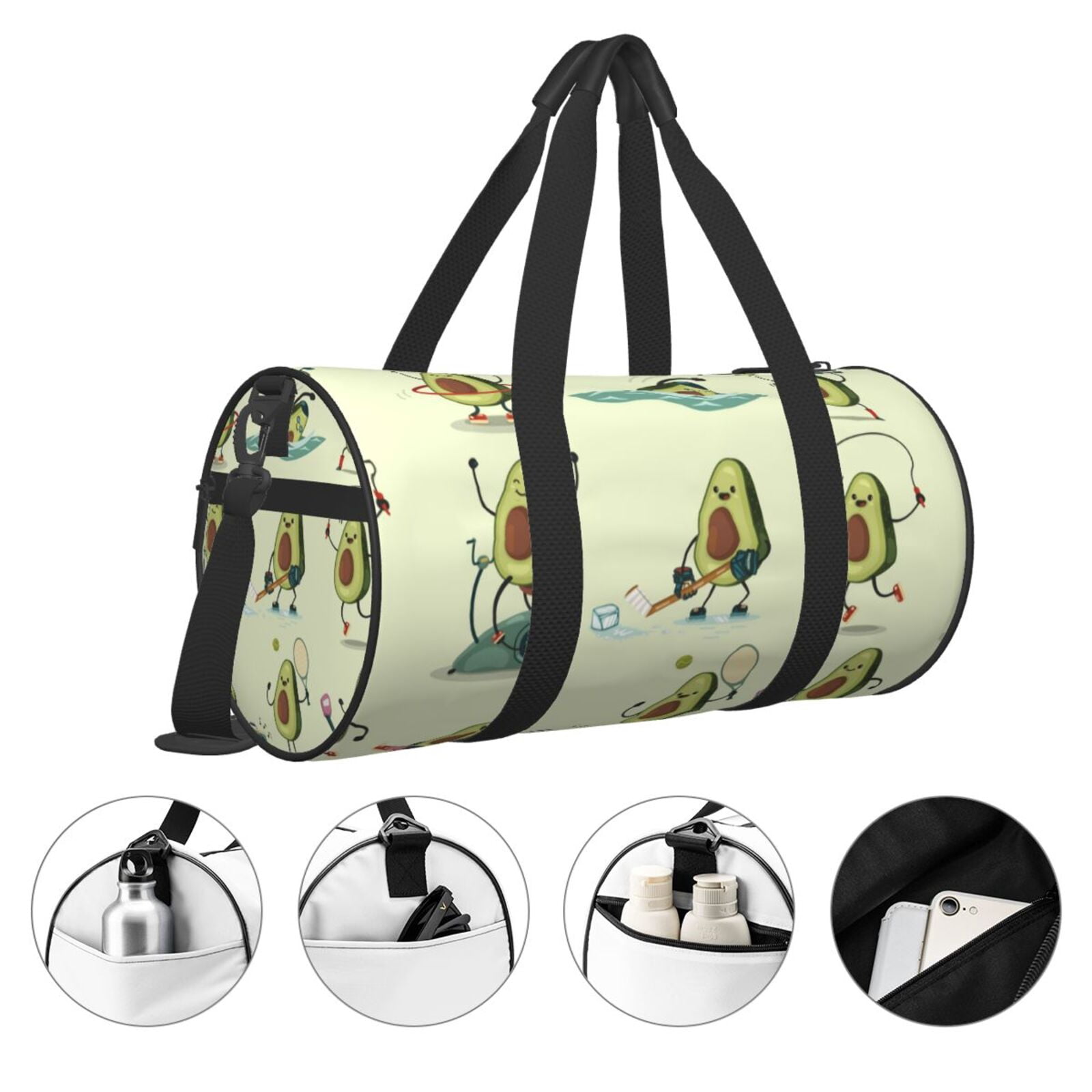 Vsdgher Avocado for Exercise 45L Foldable Duffel Bag, Sports Gym Bag,Overnight Bag, Portable Weekender Bag for Airplanes