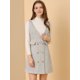 thumbnail image 2 of Allegra K Falda de tirantes de vestido general de oficina de cintura alta a cuadros de mujer blanco L, 2 of 6