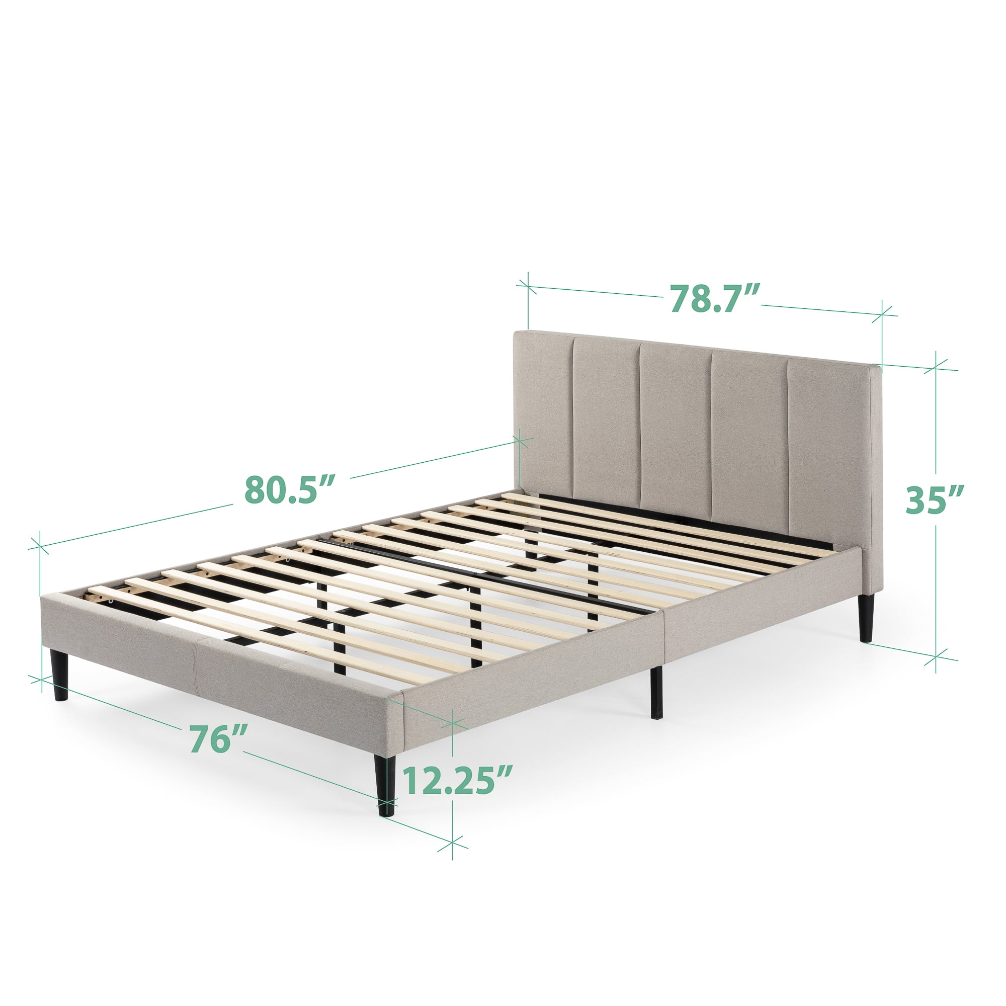 Zinus Maddon 35" Upholstered Platform Bed Frame, Beige, King