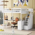 thumbnail image 3 of Miekor Furniture Full Size Loft Bed with Built-in L-Shaped Desk and Three-Tier Storage Shelves,and Attached Storage Staircase, White BS7903, 3 of 6