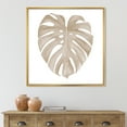 thumbnail image 2 of Designart 'Beige Ivory Pastel Monstera Heart Shaped Tropical Leaf' Traditional Framed Canvas Wall Art Print, 2 of 5