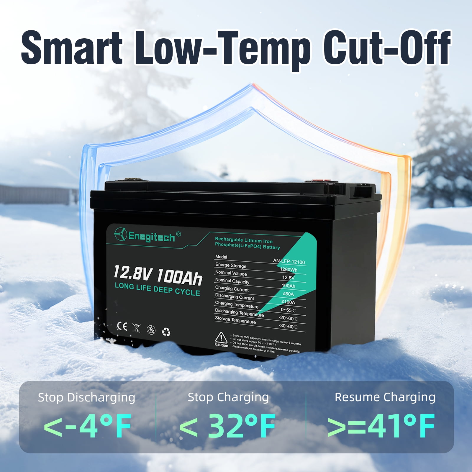12V 100Ah LiFePO4 Battery, 100A Bms, Deep Cycles for Rvs, Marine, Solar, off-Grid