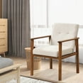 thumbnail image 4 of Costway Chaise d'Appoint Moderne Fauteuil en Tissu de Lin Rembourré avec Pieds en Bois Massif, 4 of 8