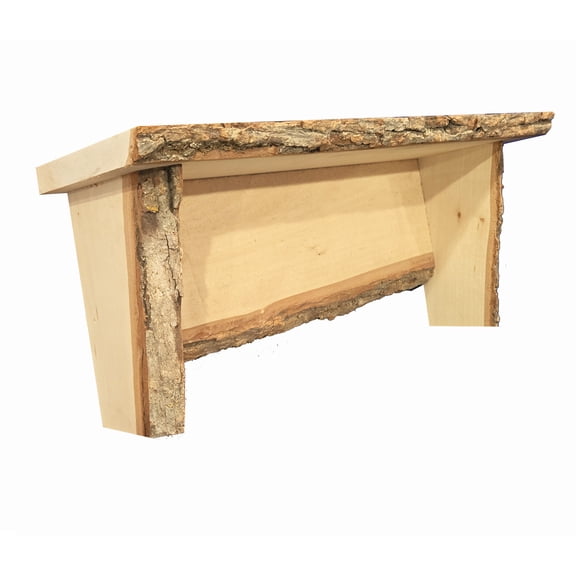 Foggy Bottom Woodworks LLC Rustic Basswood Bark Live Edge Shelf, 15 Inches Long