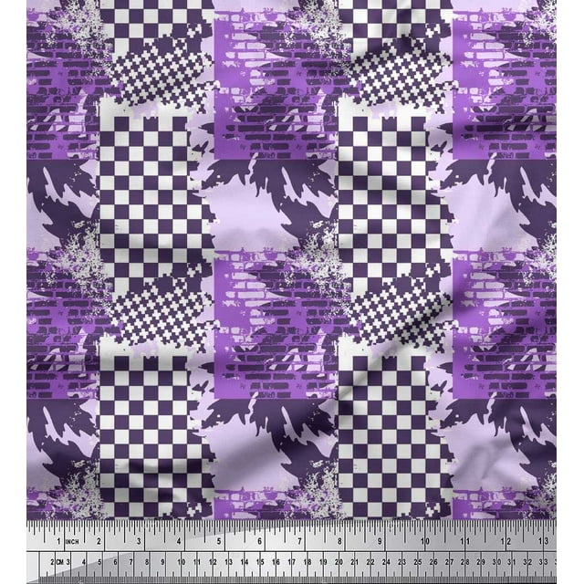 Soimoi Poly Georgette Tissu à Carreaux & Texture Tissu Imprimé par la Cour 42 Pouces de Large
