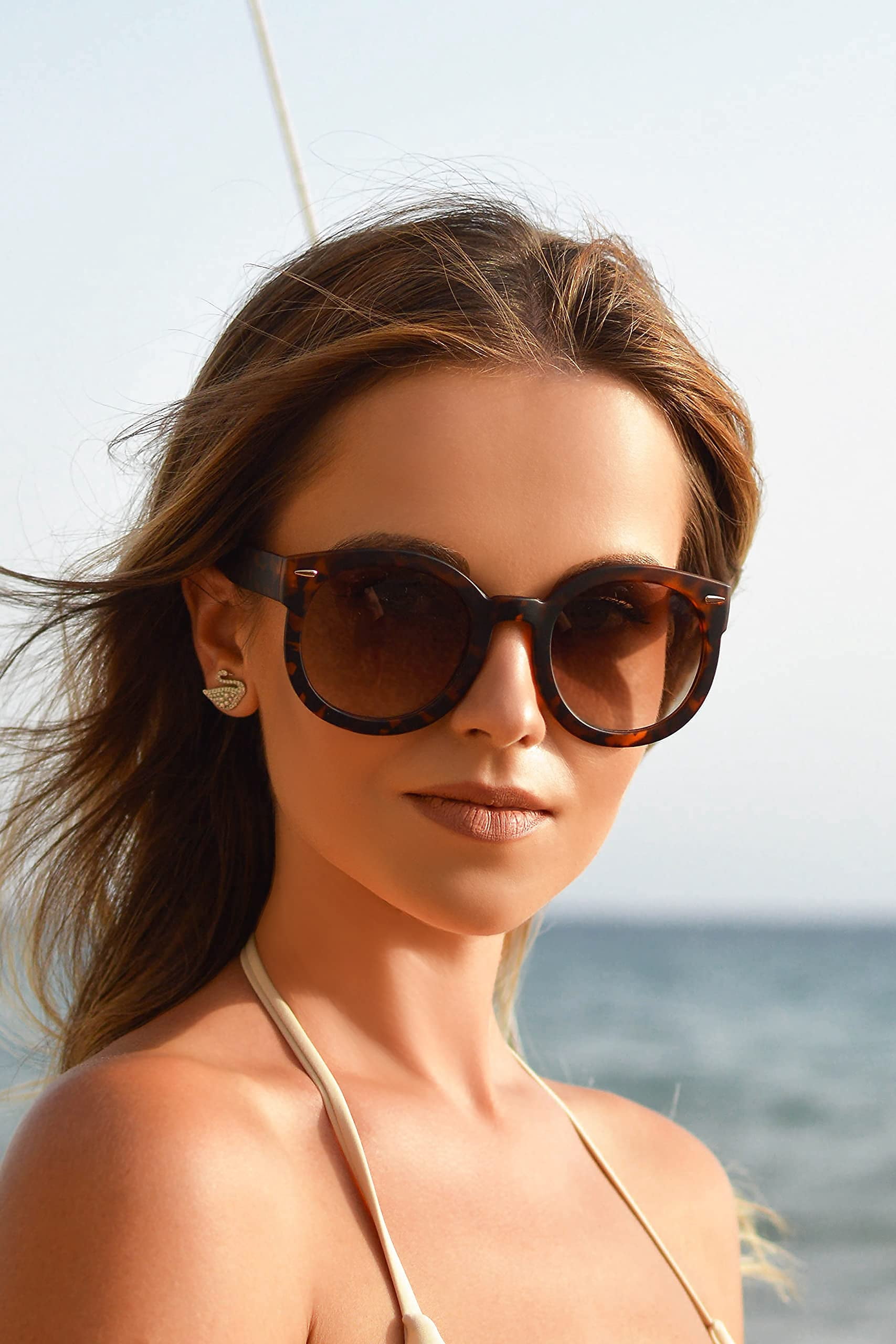 grinderPUNCH Female Oversized Polarized Round Adult Sunglasses Thick Glasses Frame for Women