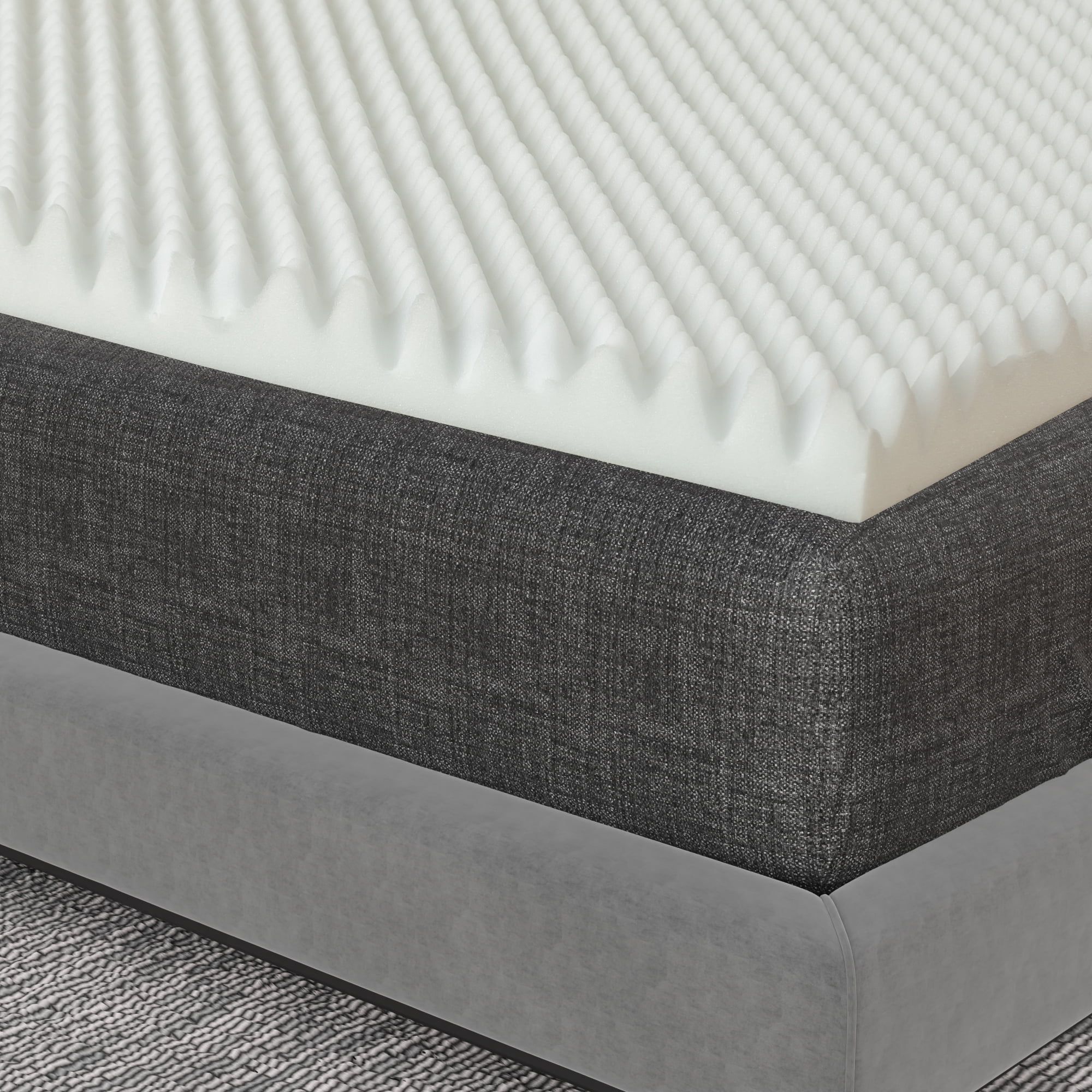 Continental Sleep, 3" Convoluted Egg Shell Foam Mattress Topper, King, White