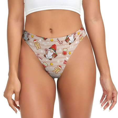 Qokaie Christmas Gnomes Santa Claus Printed Women s Cotton Thong Underwear  Sexy Breathable Panties G-string-3X-Large