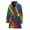430, variant on Rainbow Diagonal Lines Pattern Women Bathrobe One Size Univeral Fits, Rainbow Colorful Fashion Lightweight Plush Fleece Long Robe For Women