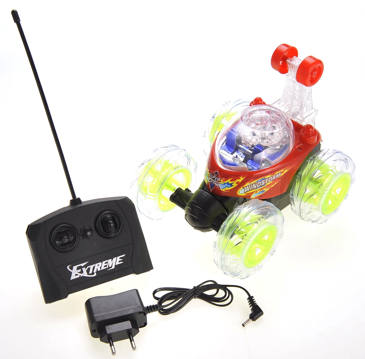 PlayWorld Ready! Set! Race! RC Stunt Twister Car w/ Light & Music - Red