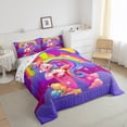 thumbnail image 3 of Manfei Kawaii Unicorn 3-Piece Full Size Comforter Sets,Personalized Initial Bedding Comforter Set,Gradient Rainbow Lightweight Bedding Sets,Super Cozy Animal Room Decorative,Reversible, 3 of 8