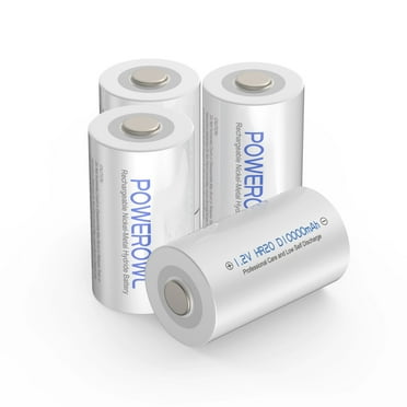Powerowl Rechargeable D Batteries 4-Pack 10000mah NiMH, , D Cell Batteries