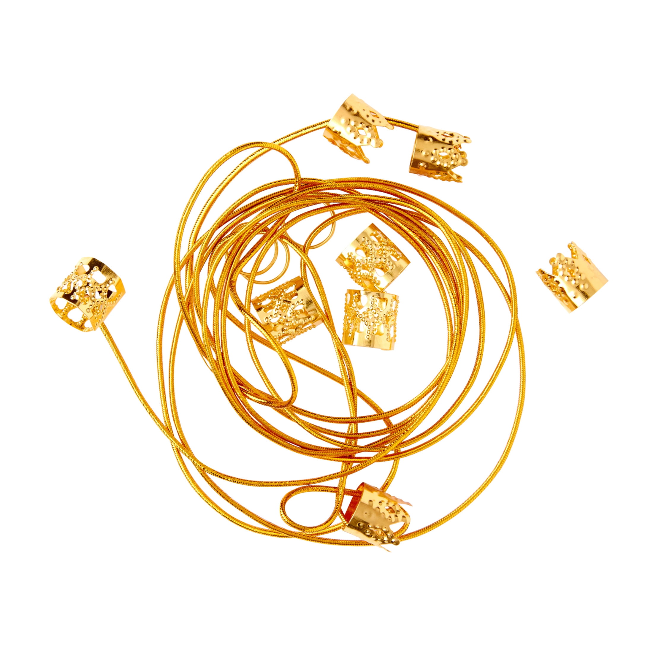 (2 pack) Kiss Colors & Care Reusable Metal Hair Styling Braid Charm Hair Accessory Set, Gold, 18 ct