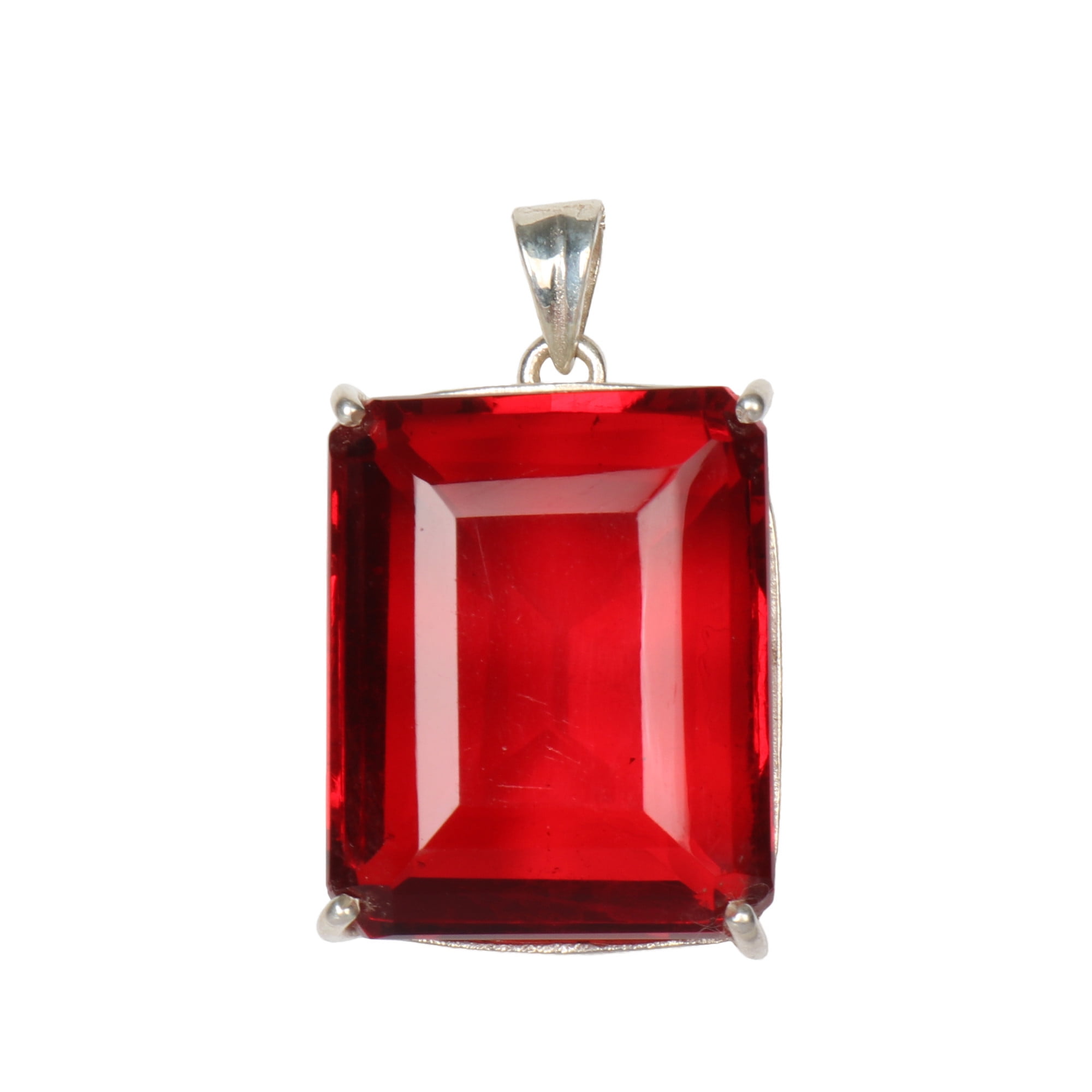 3.40Ct Cushion Cut Red Garnet Solitaire Pendant 14K Rose Gold Over 18"Free Chain 