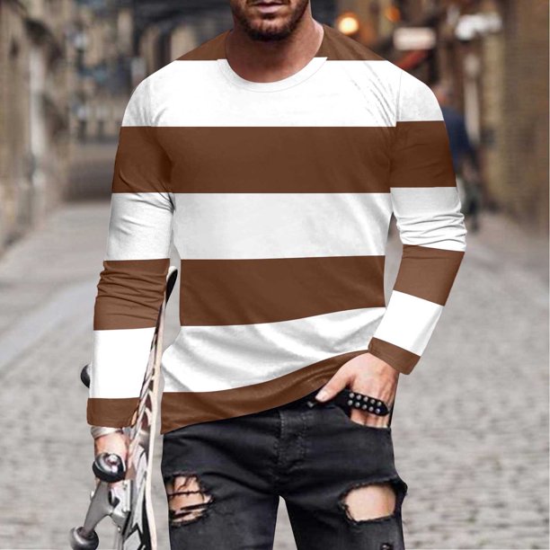 Blusas y camisas de manga larga y cuello redondo para hombre, camisetas casuales con estampado de moda y cuello redondo, blusas de licra de manga corta para hombre.