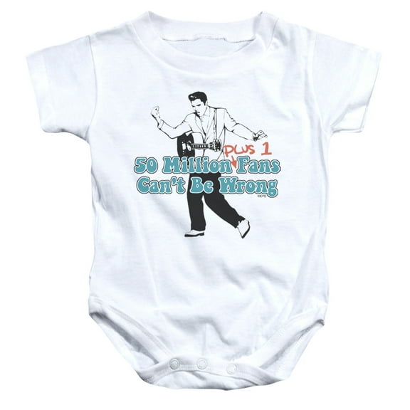 Trevco ELV644-SS-4 Elvis Presley & 50 Million Fans Plus 1 Infant Snapsuit, White - Extra Large - 24 Months