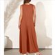 thumbnail image 4 of Mono Informal de Verano para Mujer, Holgado, Sin Mangas, con Cuello en V, Pierna , , Holgado, con Bolsillos. Marrón 01 XL, 4 of 6