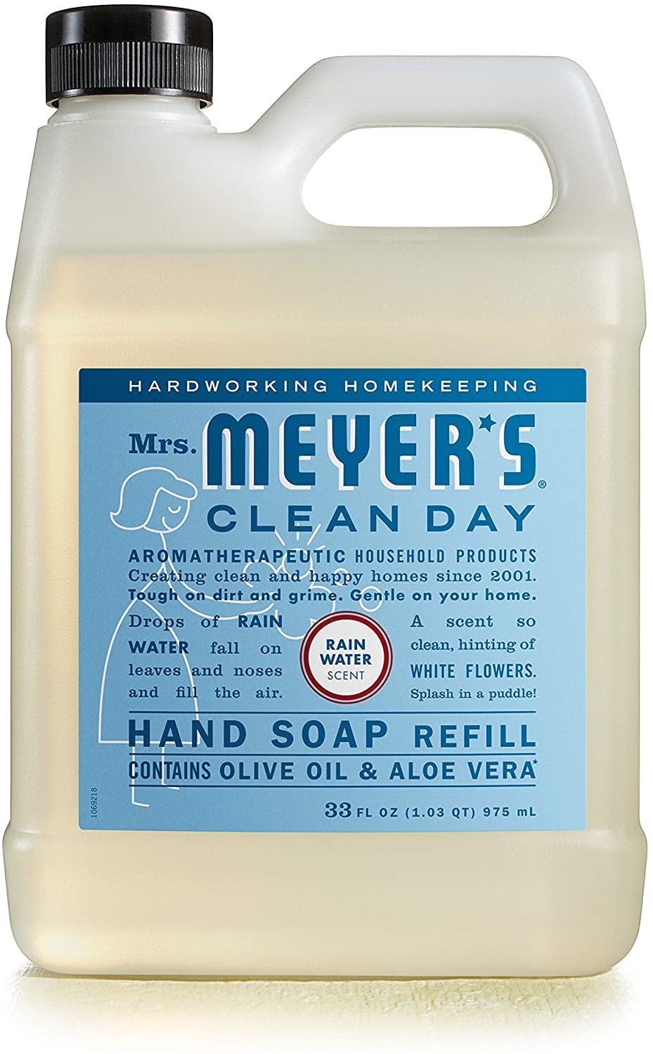 Mrs. Meyer's Clean Day Liquid Hand Soap Refill, Rainwater, 33 OZ (Pack of 6)