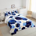 thumbnail image 3 of Manfei Gold Blue Hexagomn Bedding Comforter Set,Watercolor Honeycomb Pattern Twin Comforter Sets,Modern Geometric Bedding Set For Girls Kids,Breathable Home Decor Reversible,2-Piece, 3 of 8