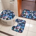 thumbnail image 5 of Pink Blue Floral Bathroom Rugs Set Spring Flower Green Leaf Plant Farmhouse Watercolor Non Slip Absorbent Bath Mats 3 Piece Set with Bathroom Rug, U-Shaped Floor Mat, Toilet Seat Cover Large Size, 5 of 9