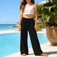 thumbnail image 2 of Wide Leg Linen Blend Pants for Girls Summer Loose Beach Pants Lightweight Straight Leg Trousers Blue 12-13 Years, 2 of 6