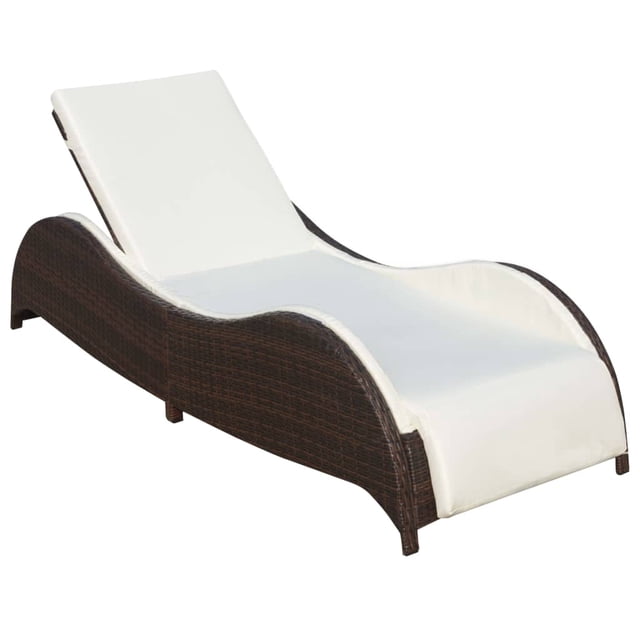vidaXL Chaise Longue avec Coussin en Rotin Synthétique Brun