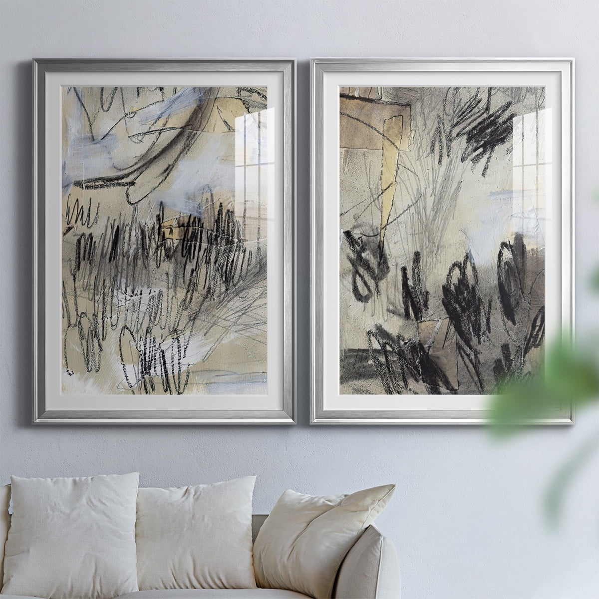 Wexford Home Masked Notes III Premium Framed Print, 18.5" x 24.5" - Ready to Hang, Silver (Set of 2)