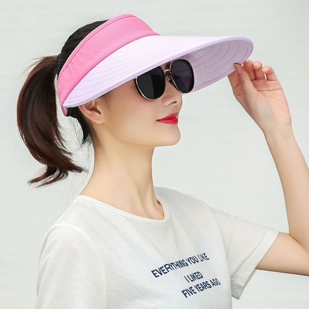 Sun Visor Hats Women Large Brim UV Protection Beach Adjustable Sun Hat for  Outdoors