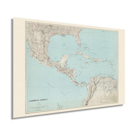 1961 Caribbean America Map - Vintage Caribbean Map - Old Caribbean America Map Wall Art Poster Print