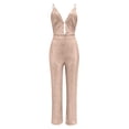 thumbnail image 5 of Jumpsuits for Women Casual Suspenders Deep V Neck Sequined Wide Leg Romper,Rose Gold,XL, 5 of 6