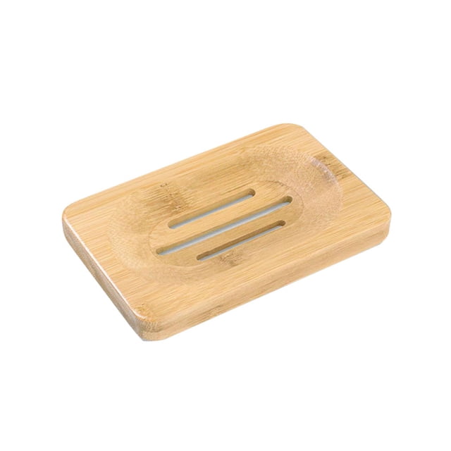 Récipient à Savon Résistant à l'Humidité Dureté Fait Main Plateau de Rangement en Bambou Boîte de Drainage Multifonctionnelle Pratique pour Produits 7.9*12cm Couleur Bois