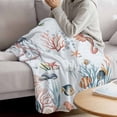thumbnail image 3 of Seahorse Coastal Blanket Soft Cozy Warm Twin Blanket for Bed, Plush Fuzzy Flannel Fleece Blankets for Sofa, Summer Beach Ocean Shell Jellyfish Starfish Throw Blankets for Couch Gifts, 60"x80", 3 of 9