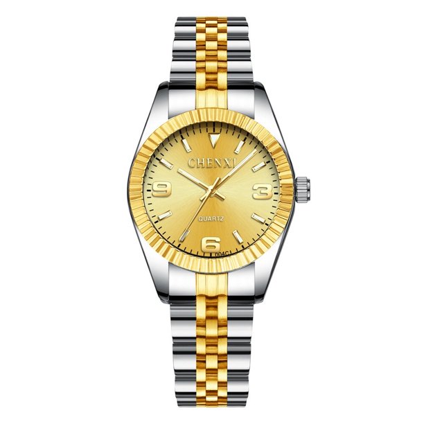 CHENXI, reloj de cuarzo clásico dorado y plateado para mujer, reloj elegante para mujer, relojes de regalo de lujo, reloj de pulsera resistente al agua para mujer Tan Jianjun unisex