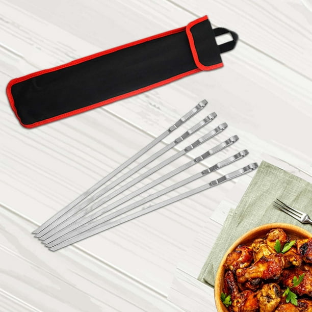 Juego de brochetas de metal de Acero inoxidable para asar 6 piezas perfecl