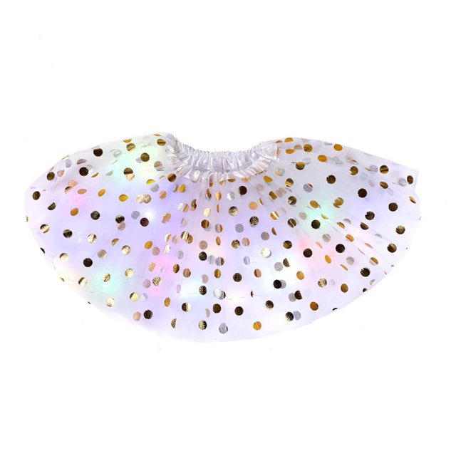 EZLIFE Falda tutú de tul con lentejuelas y luces LED para niñas, disfraz de hada para fiesta, talla E6Y0