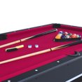 thumbnail image 3 of 6-ft Pool Table Combo Set with Table Tennis Top and Adjustable Foot Pads, 15 Balls + 1White Ball,  2 Wood Cues and Brushes, Table Tennis Net for Children, Family Movement, Black with Red Felt, 3 of 7