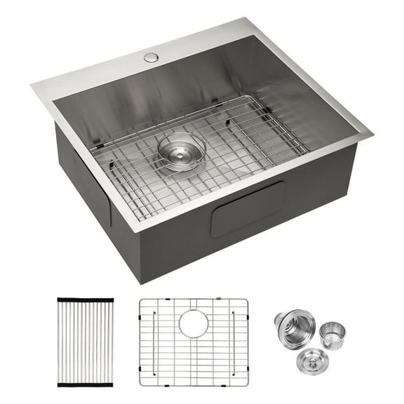 Rainlex 28"x22"x9", Drop-in Single Bowl Stainless Steel Kitchen Sink, Include 3 Accessories
