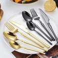 thumbnail image 3 of 4/6/16/24pcs Silver stainless steel cutlery Steak knife and fork dessert spoon spoon and teaspoon Home restaurant cutlery set, 3 of 5