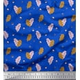 thumbnail image 1 of Soimoi Blue Cotton Cambric Fabric Oaknut & Oak Leaves Print Fabric by The Yard 42 Inch Wide, 1 of 3