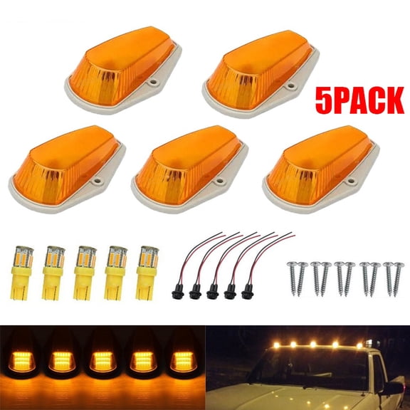 Ryhampaper 5Pack Top Cab Lights Amber Marker Lights For FORD F150 F350 Roof F250 1973-1997