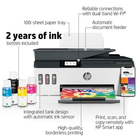HP - Smart Tank Plus 651 Wireless All-In-One Supertank Inkjet Printer with up to 2 Years of Ink Included - White