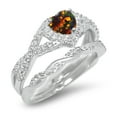 thumbnail image 6 of LaRaso & Co Unique His Her Wedding Ring Set Fire Opal Heart Silver Black Titanium Modern Rings, 6 of 7