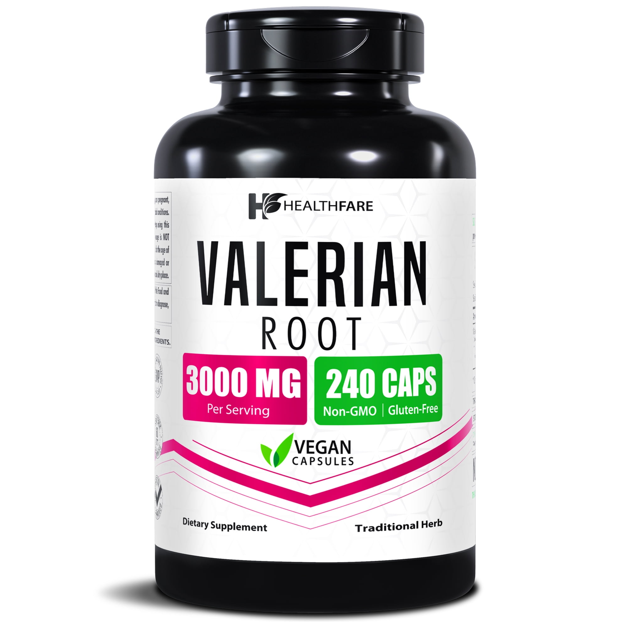 HealthFare Valerian Root Capsules | 3000mg High Potency Extract | 240 Vegan Pills | Herbal Supplement for Relaxation & Sleep Support | Non-GMO, Gluten-Free, Made in USA
