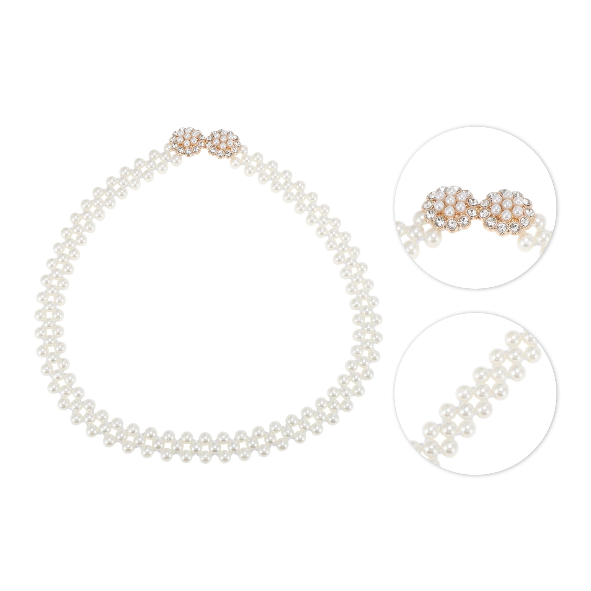 Unique Bargains Stylish Adjustable Waist Belt in Beige for Everyday Wear [Double Flowers]