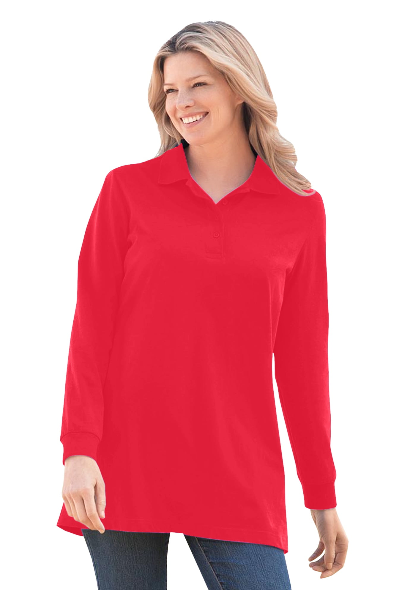 Woman Within Woman Within Women's Plus Size LongSleeve Tunic Polo