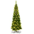 thumbnail image 2 of Costway 7.5ft Pre-Lit Hinged Pencil Christmas Tree 350 White Lights, 2 of 9