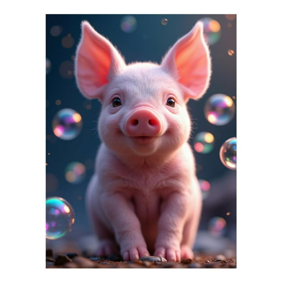 Diamond Art Kit for Adults, Adorable Piglet With Bubbles Diamond Painting for Adults Beginners, 5D DIY Diamond Art Painting Kits, Colorful Diamond Painting Craft for Home Decor 12x16