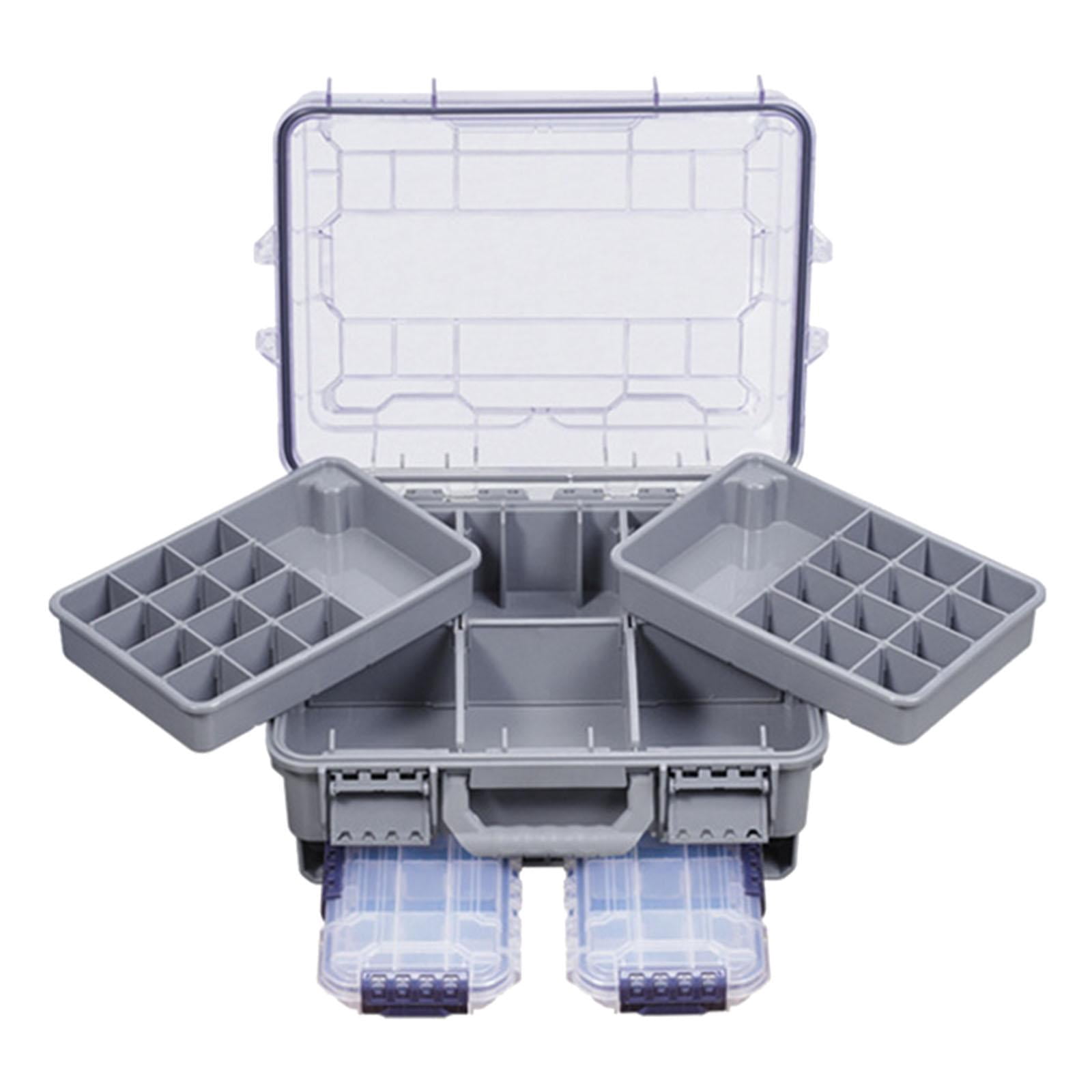 Wswqop Fishing Tackle Box Container Fishing Accessories Box Large Capacity Waterproof 3 Gray